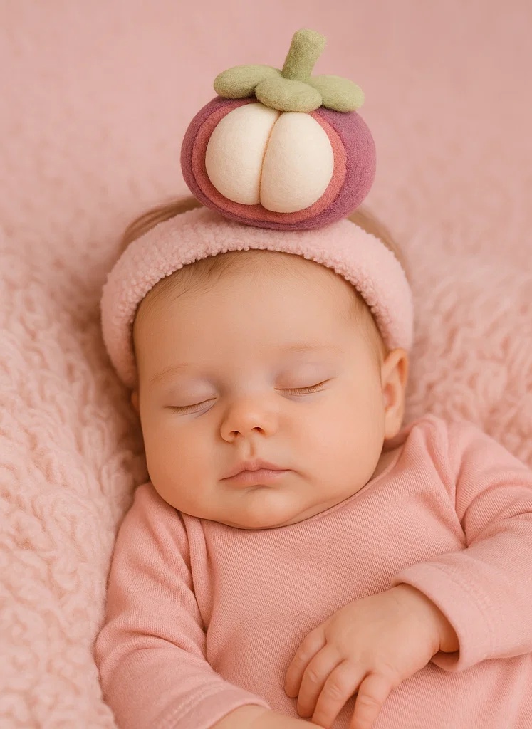 Avocado Plush Baby Headband with Big Eyes and Smile – Funny Fruit Look