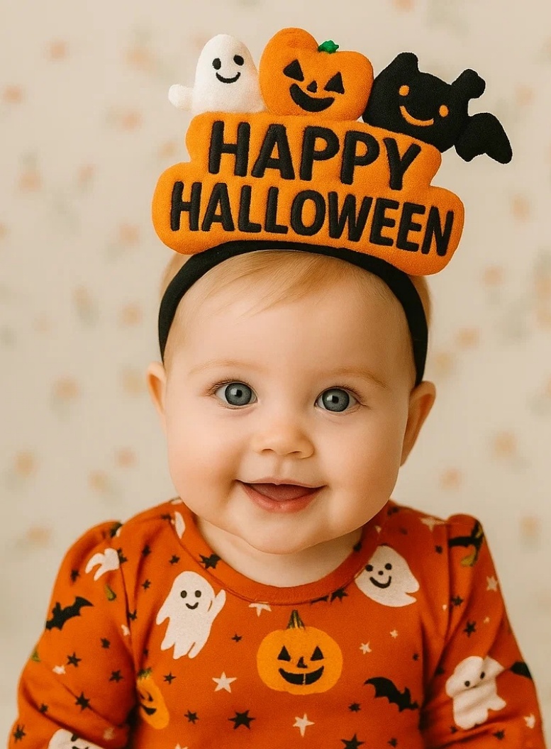 Radiant Halo Tiara de Bebê com Brinquedos de Pelúcia de Halloween