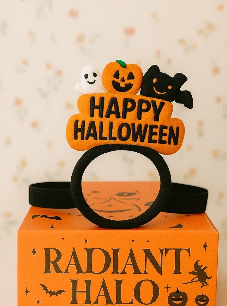 Radiant Halo Tiara de Bebê com Brinquedos de Pelúcia de Halloween