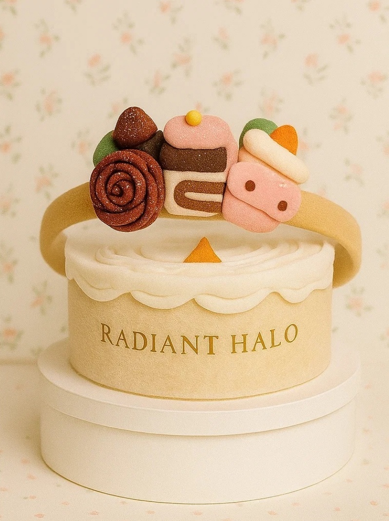 Diadema de postres de rosas y pastel para bebé