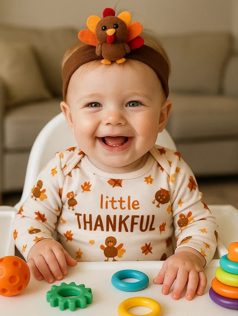 Little Turkey Baby Headband with Plush Felt Design