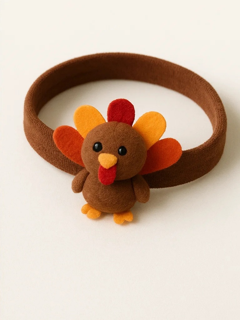 Little Turkey Baby Headband with Plush Felt Design