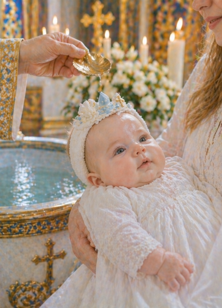 Wholesale OEM Baby Doll Baptism Headband with Removable Cross Shell Flower Charms