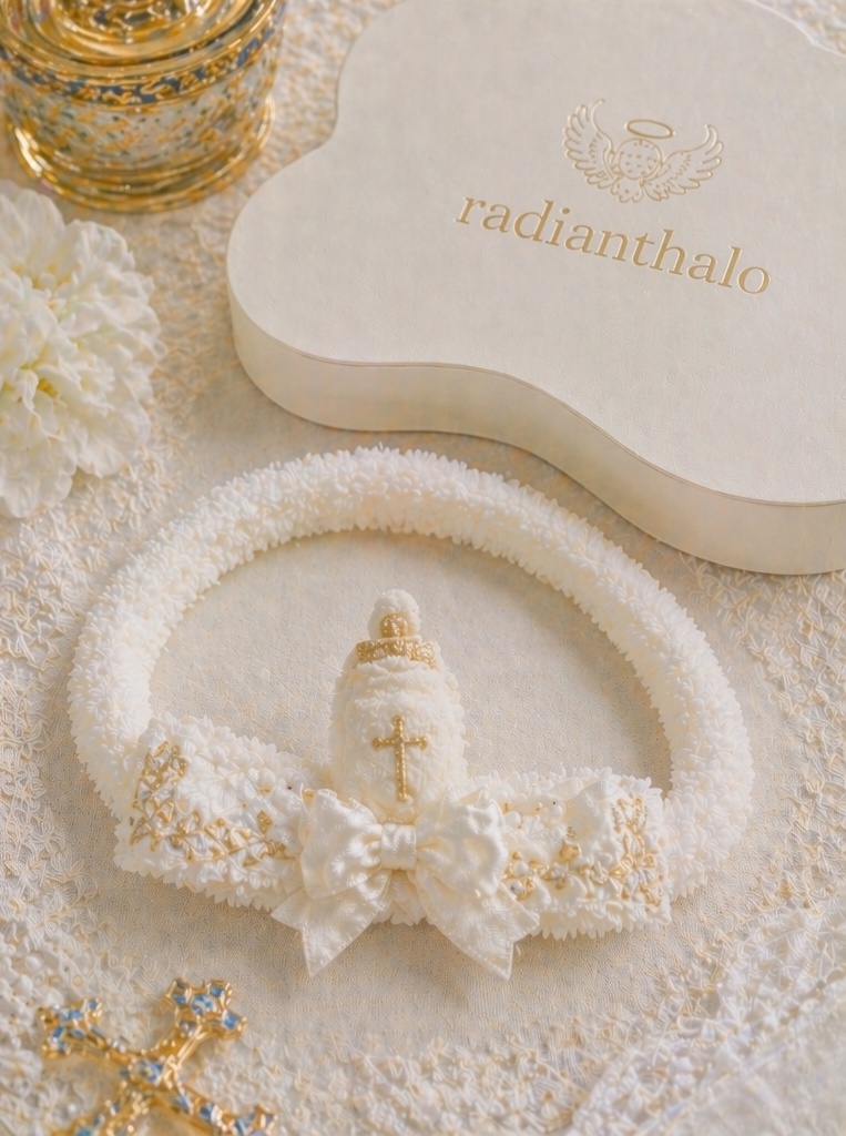 Wholesale Cross Candle Christening Baby Headband with Removable Doll Topper