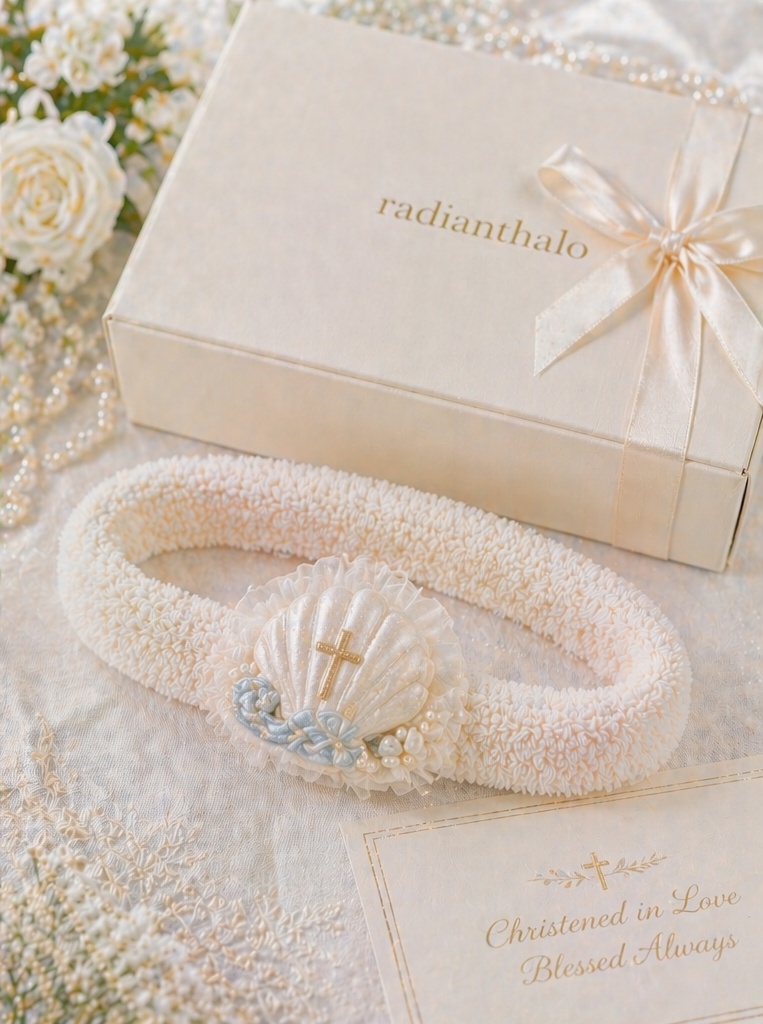 Großhandel Baby-Tauf-Stirnband mit abnehmbarem Puppenaufsatz und blauem Kreuzdesign