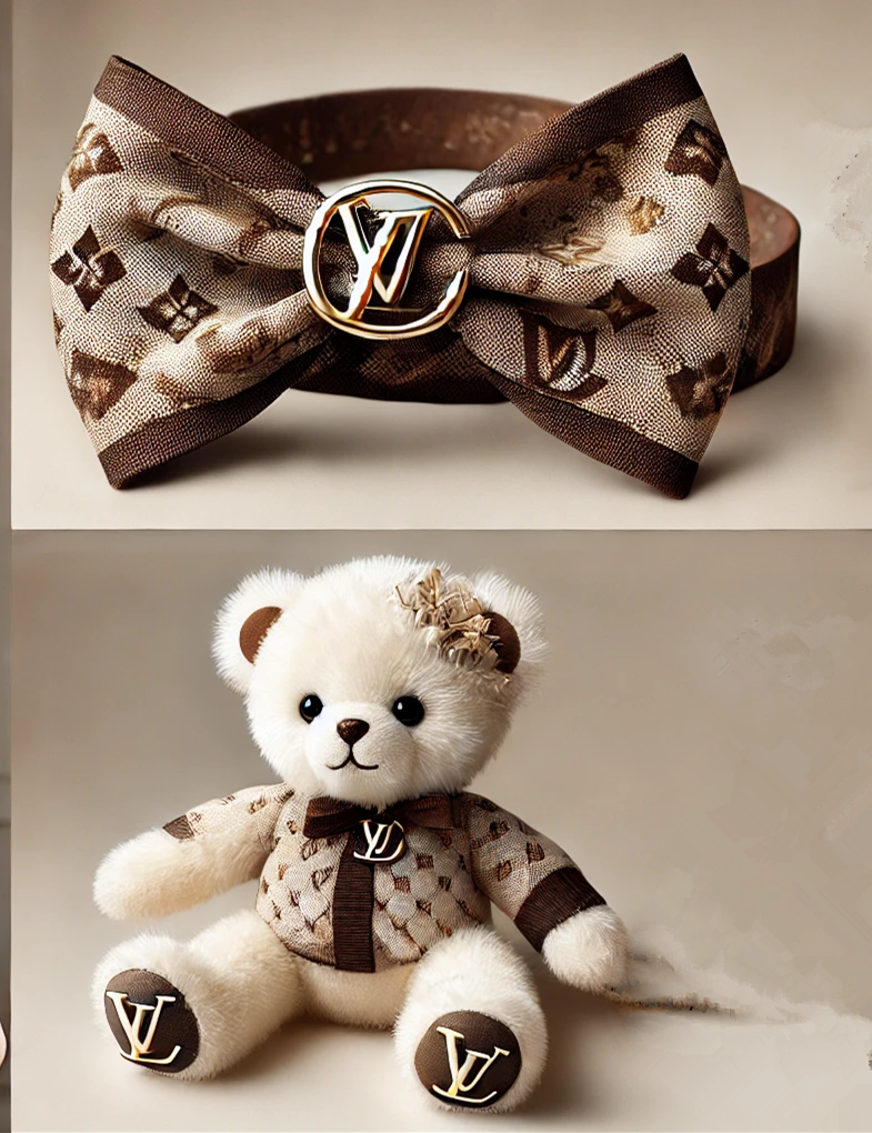 Luxurious LV-Themed Baby Headband with Plush Toy