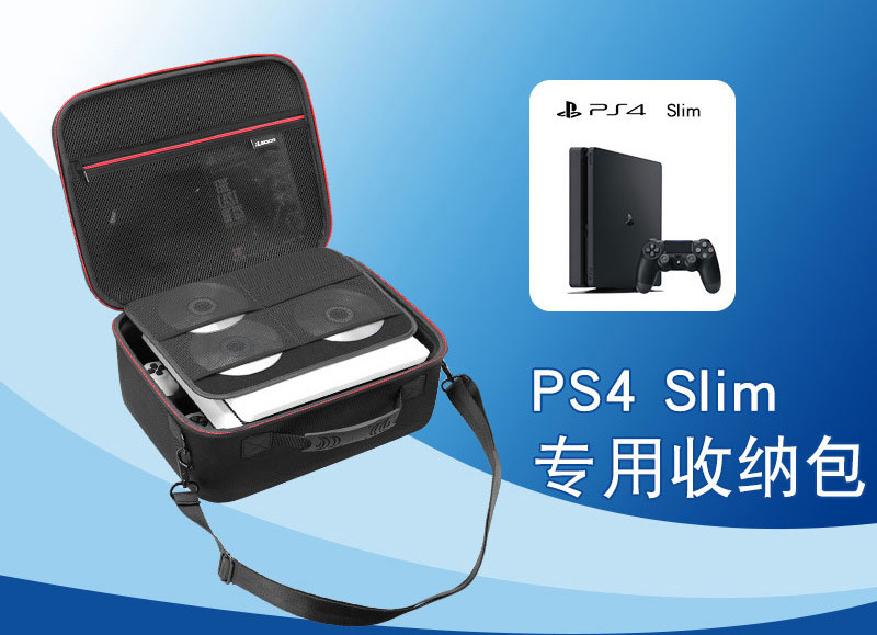 PS4 Slim EVA Hard Shell Carrying Case – Travel Storage Bag for PlayStation 4 Slim Console & Accessories