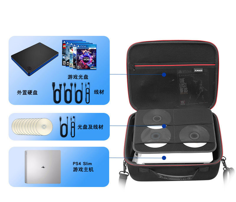 PS4 Slim EVA Hard Shell Carrying Case – Travel Storage Bag for PlayStation 4 Slim Console & Accessories