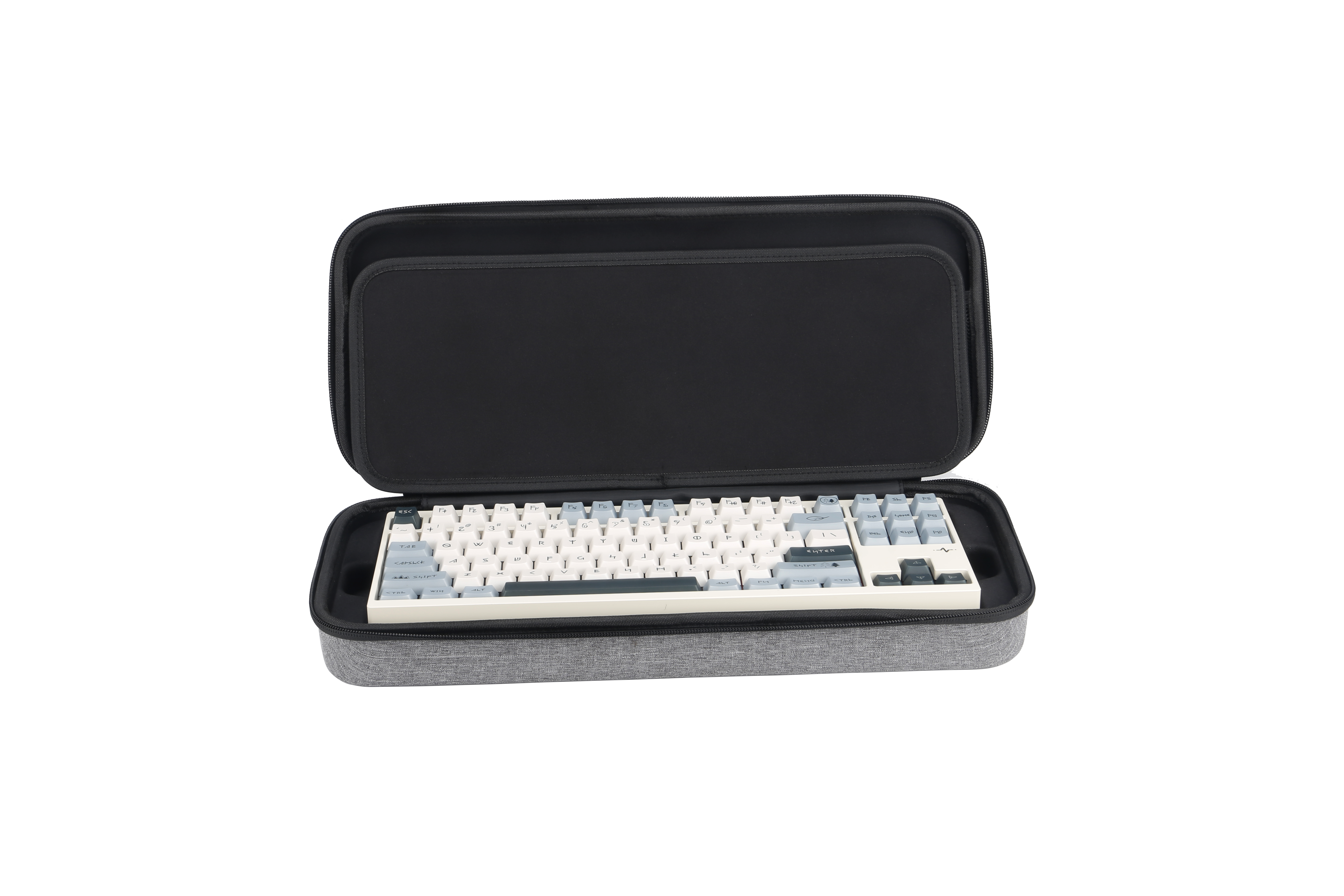 Grey Custom EVA Hard Shell Carry Case with Mesh Pocket – Travel Keyboard Organizer