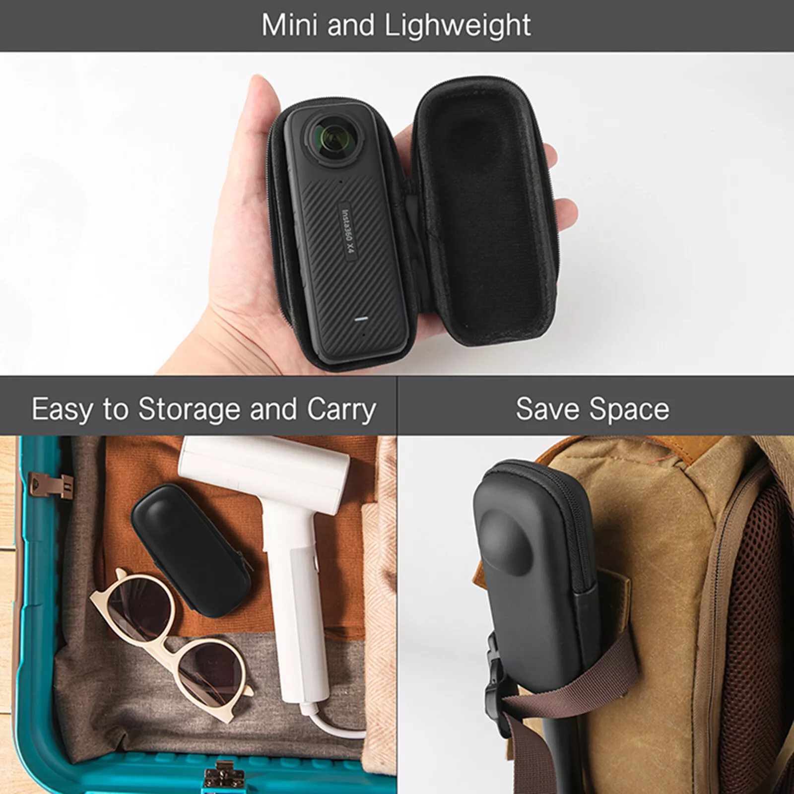 Direct Factory Lightweight Hard EVA Case for Insta360 X5 with Stick-Friendly Design