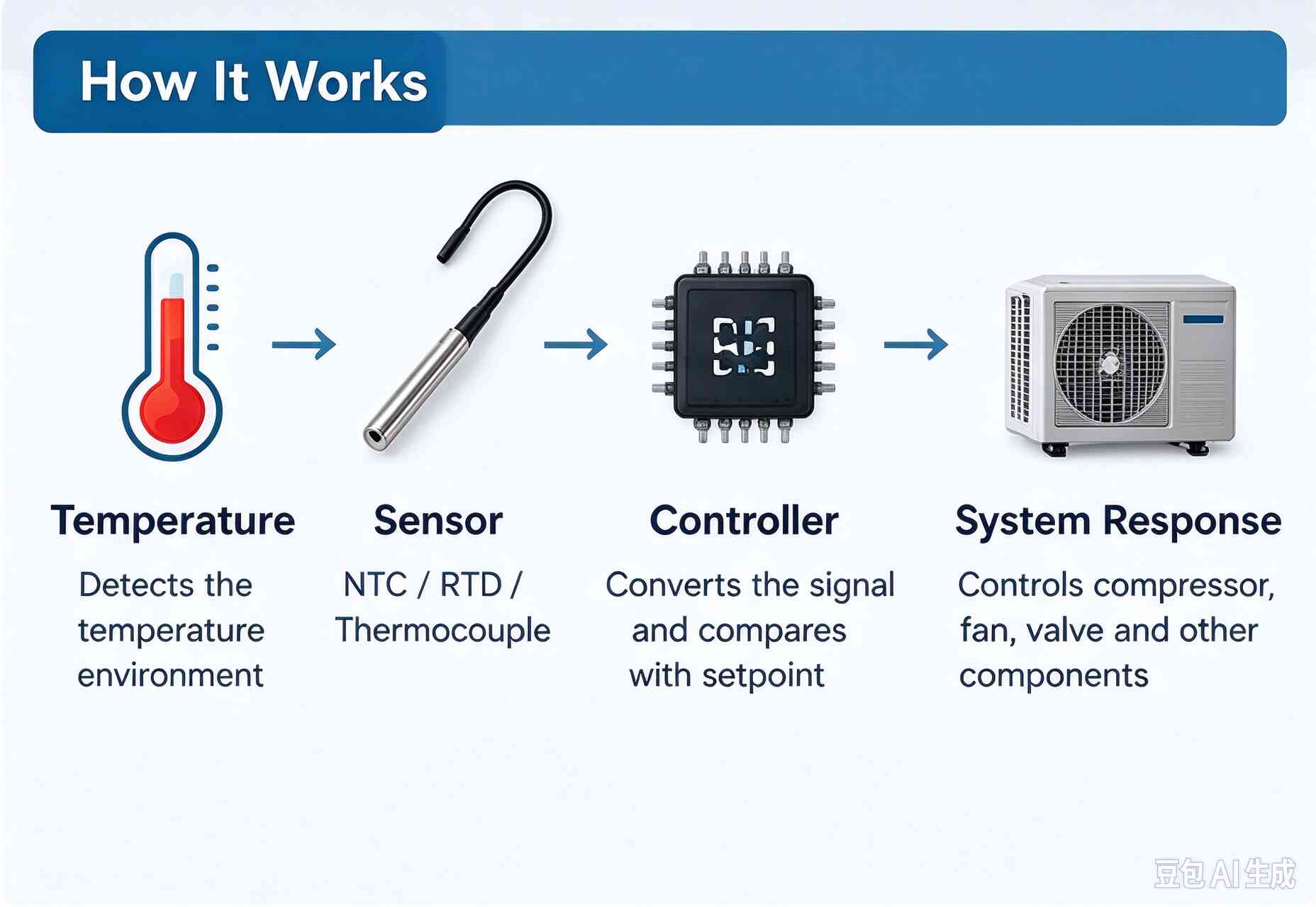 Air Conditioner Temperature Sensors: How They Work, Types, Resistance, Applications and Selection Guide