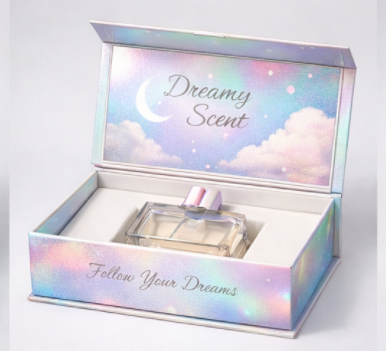 Elegant Luxury Custom Perfume Fragrance Bottles Packing Foldable Magnetic Cardboard Closure Flat Rigid Perfume Paper box