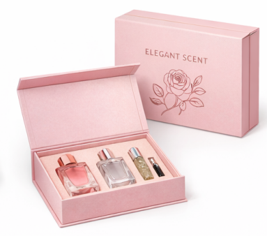 Luxury Custom Design Gold foil Embossing Perfume Fragrance Bottles Packing Foldable Magnetic Cardboard Closure Flat Rigid Perfume Paper box