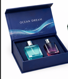 Luxury Custom Design Gold foil Embossing Perfume Fragrance Bottles Packing Foldable Magnetic Cardboard Closure Flat Rigid Perfume Paper box