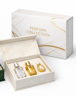 Luxury Custom Design Gold foil Embossing Perfume Fragrance Bottles Packing Foldable Magnetic Cardboard Closure Flat Rigid Perfume Paper box