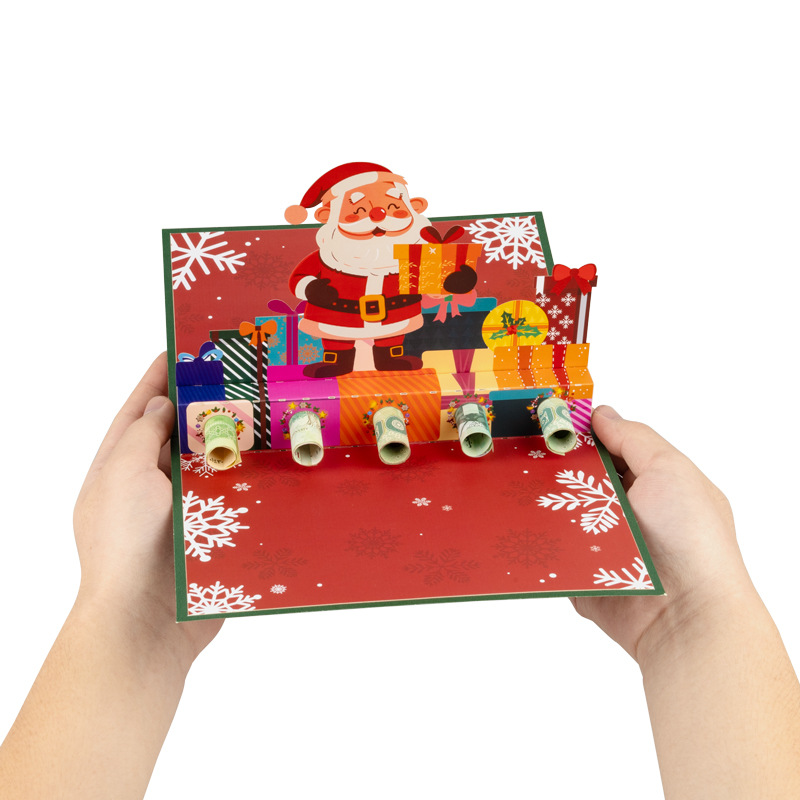 Interactive Magical snowman cute penguin Christmas Tree Jesus Santa Claus Religious Pop Up 3d Paper Christmas Greeting Card