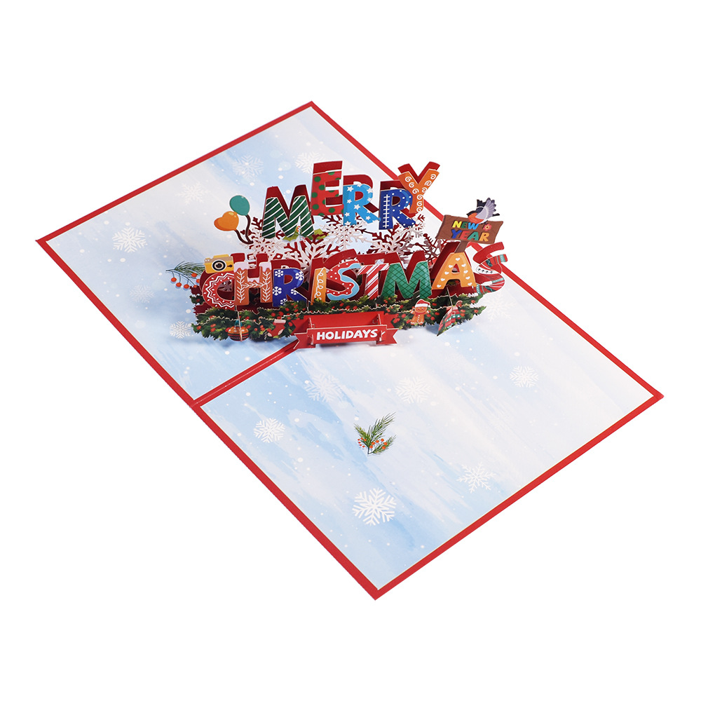 Interactive Magical snowman new year Christmas Tree Jesus Santa Claus Religious Pop Up 3d Paper Christmas Greeting Card