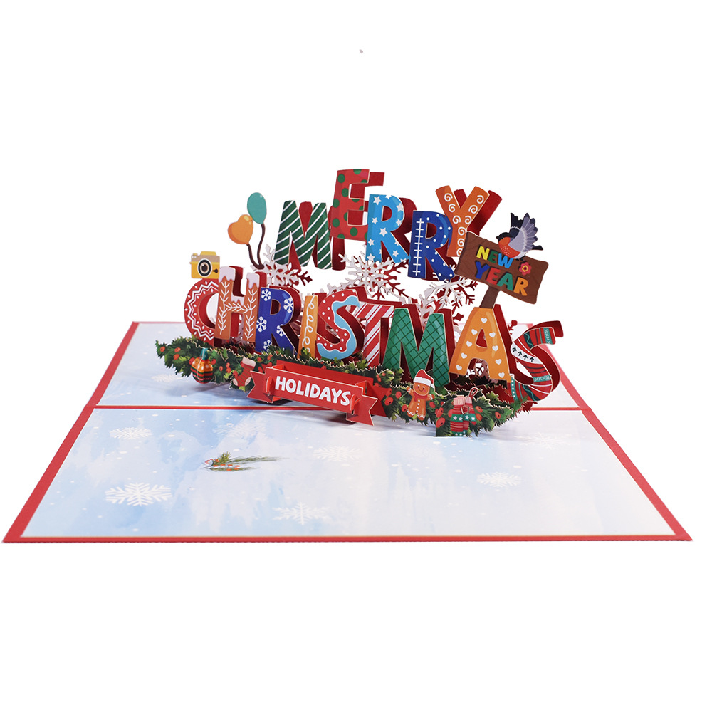 Interactive Magical snowman new year Christmas Tree Jesus Santa Claus Religious Pop Up 3d Paper Christmas Greeting Card