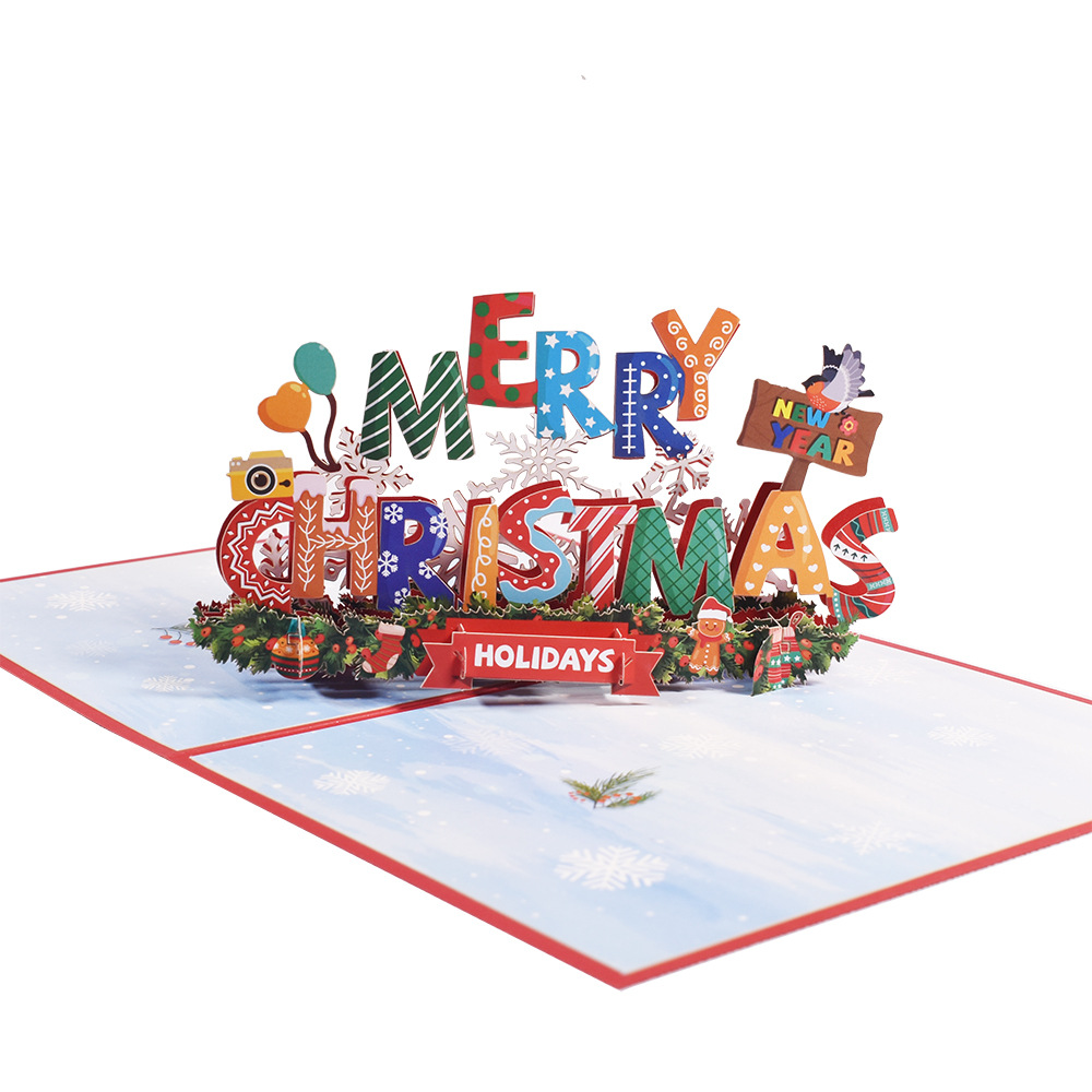 Interactive Magical snowman new year Christmas Tree Jesus Santa Claus Religious Pop Up 3d Paper Christmas Greeting Card