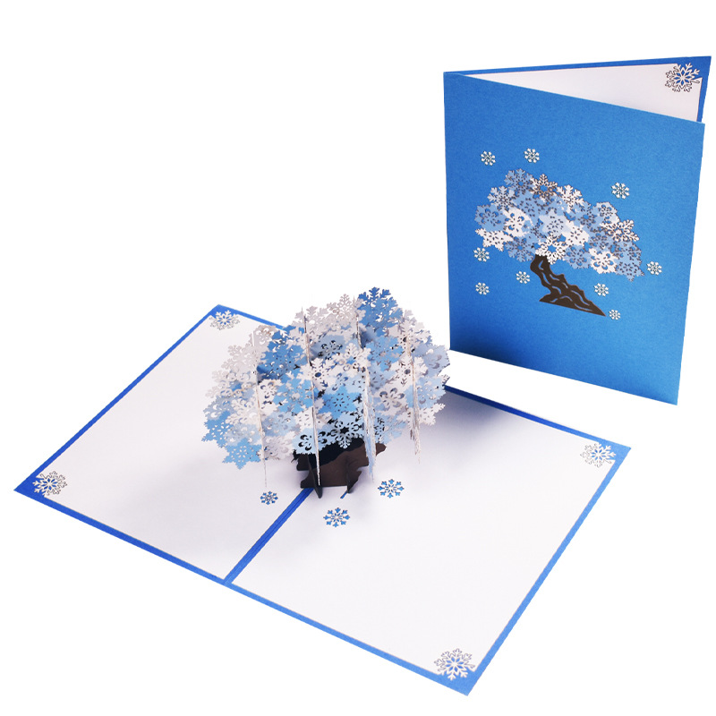 Interactive Magical Snowflake Winter Snowman Christmas Tree Jesus Santa Claus Religious Pop Up 3d Paper Christmas Greeting Card