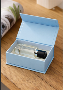 Luxury Custom Blue Foldable Magnetic Perfume Paper Packaging Box with Ribbon