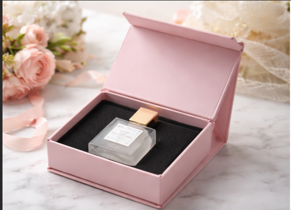 Luxury Pink Custom Perfume Fragrance Bottles Packing Foldable Magnetic Cardboard Closure Flat Rigid Perfume Paper bo