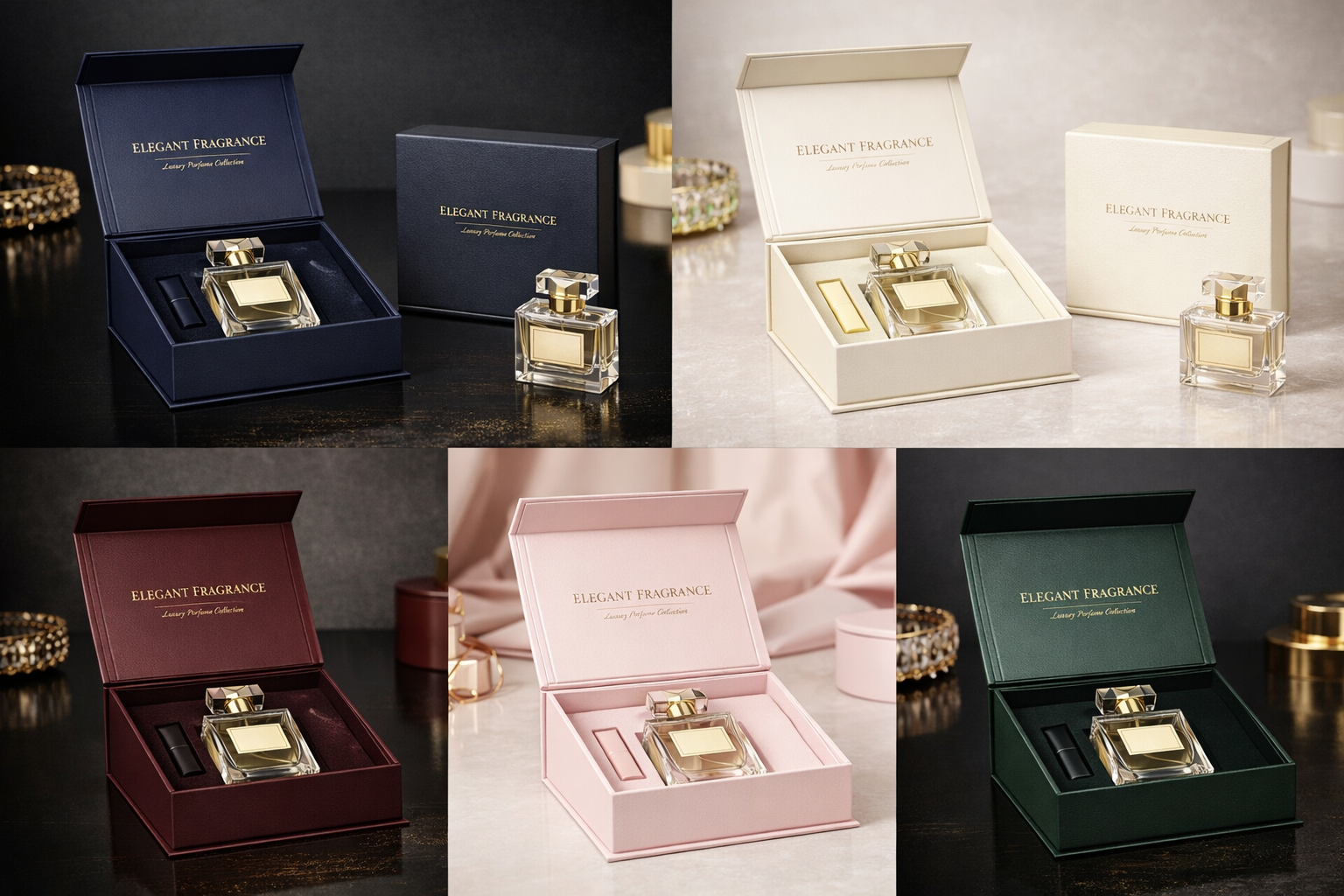Customized Luxury Custom Perfume Fragrance Bottles Packing Foldable Magnetic Cardboard Closure Flat Rigid Perfume Paper Box
