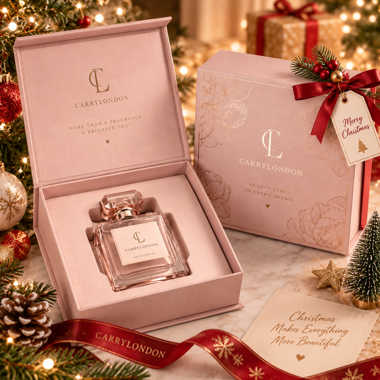 Luxury Custom Christmas Perfume Gift Box Magnetic Rigid Paper Packaging with Foldable Design
