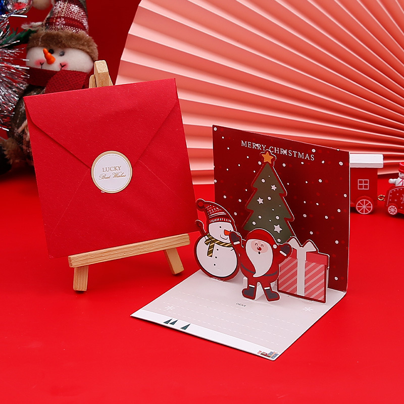 Interactive Magical Cute Colourful Snowman Christmas Tree Santa Claus Pop Up 3d Paper Merry Christmas Greeting Card
