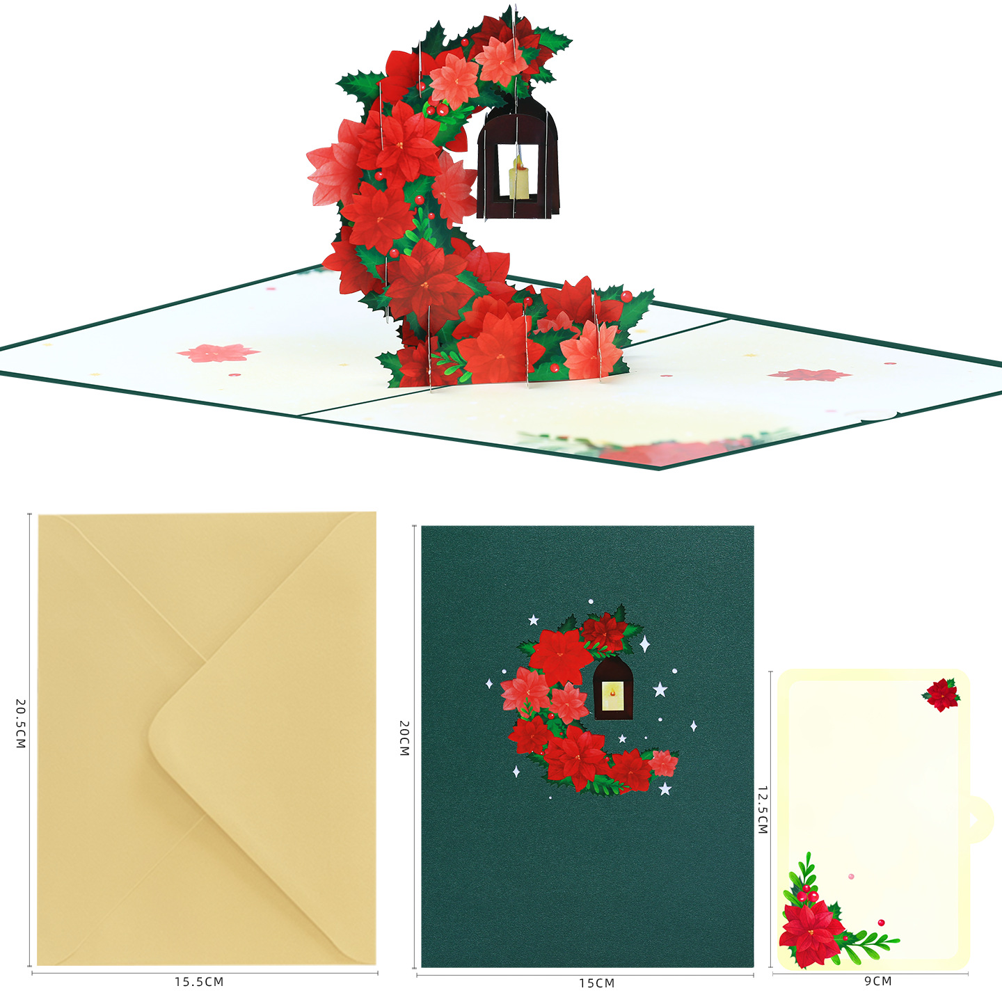 Interactive Magical Snowman Green Christmas Tree Jesus Santa Claus Religious Pop Up 3d Paper Christmas Greeting Card