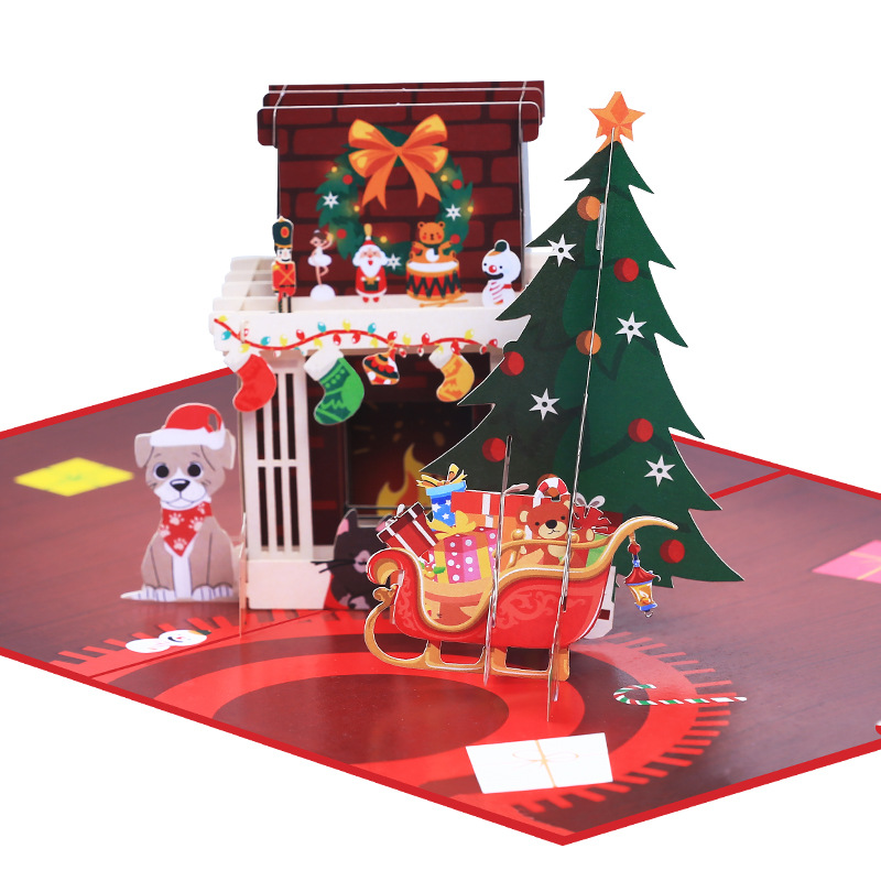 Interactive Magical Snowman Saint Nicholas Christmas Tree Jesus Santa Claus Religious Pop Up 3d Paper Christmas Greeting Card