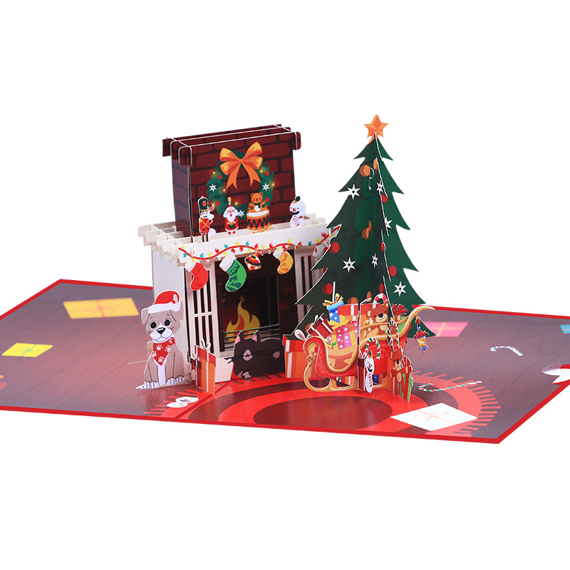 Interactive Magical Snowman Saint Nicholas Christmas Tree Jesus Santa Claus Religious Pop Up 3d Paper Christmas Greeting Card