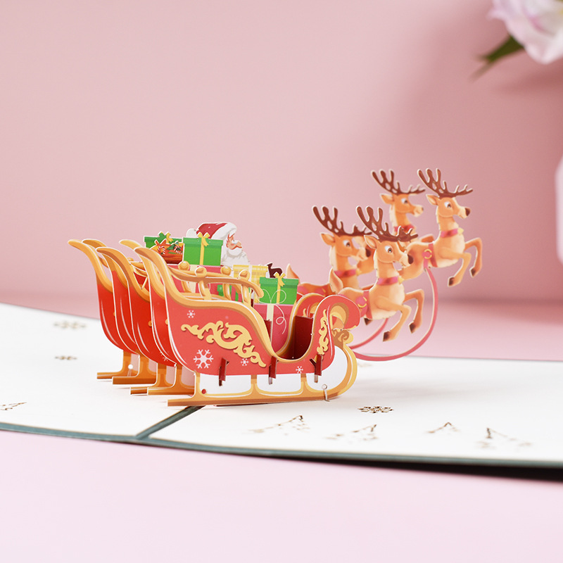 Interactive Magical Snowman Santa Tree & Reindeer Christmas Tree Santa Claus Pop Up 3d Paper Christmas Greeting Card