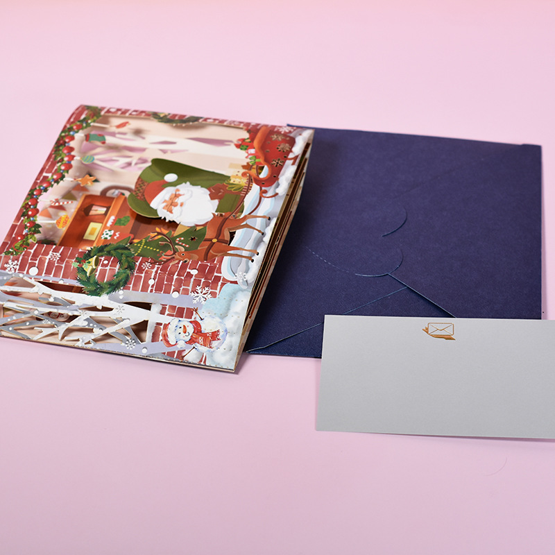 3D Pop-Up Christmas Card with Santa’s Sleigh and Reindeer – Holiday Greeting Gift Card