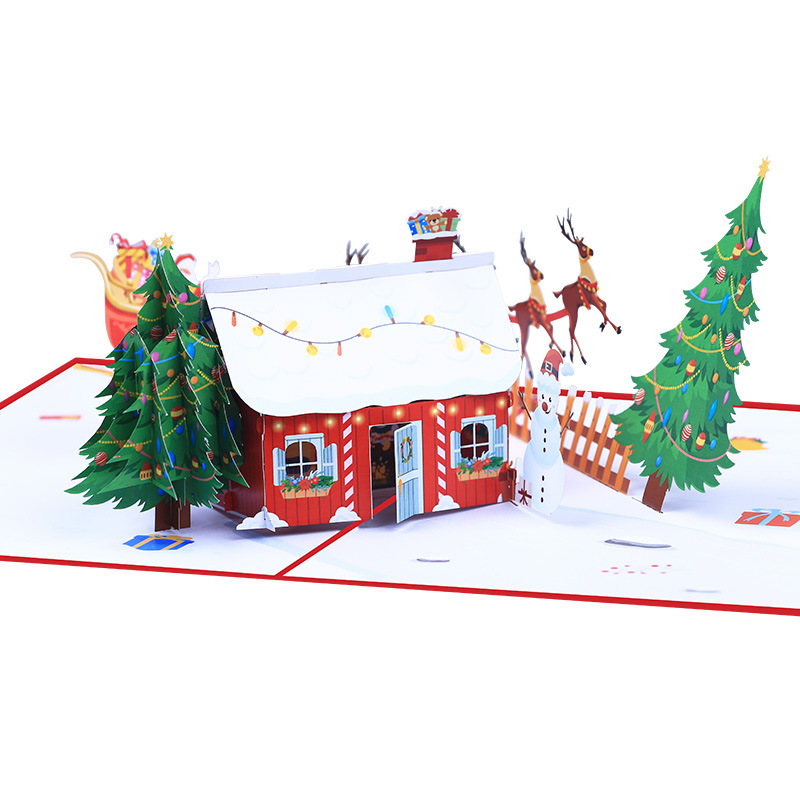 Interactive Magical  Sing Snowman Xmas Tree Jesus Santa Claus Religious Pop Up 3d Paper Christmas Greeting Card