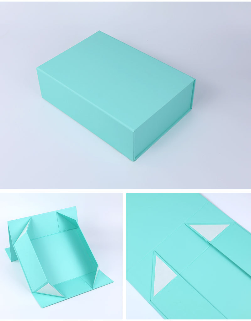 Luxury Custom Blue Foldable Magnetic Perfume Paper Packaging Box with Ribbon