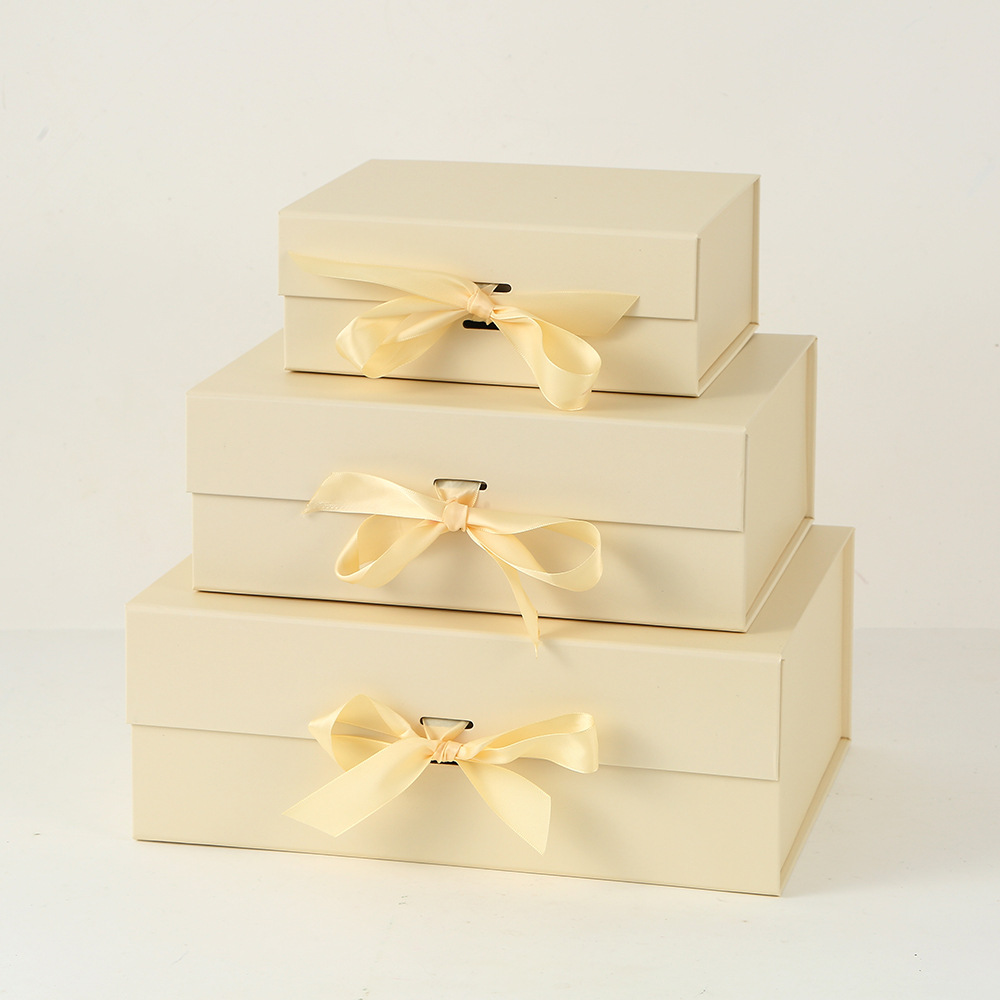 Luxury Custom Yellow Ribbon Perfume Fragrance Bottles Packing Foldable Magnetic Cardboard Closure  Flat Rigid Perfume Paper box