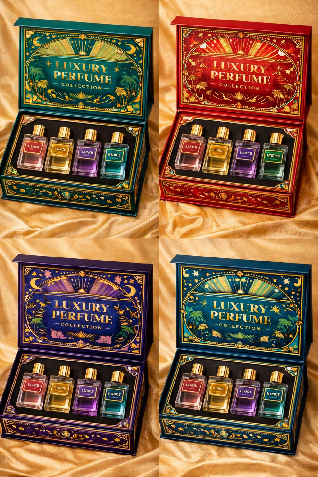 Colorful Luxury Custom Perfume Fragrance Bottles Packing Foldable Magnetic Cardboard Closure Flat Rigid Perfume Paper Box with Ribbon