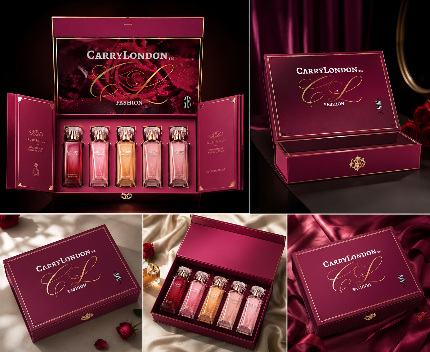 Luxury Elegant Custom Perfume Fragrance Bottles Packing Foldable Magnetic Cardboard Closure Flat Rigid Perfume Paper box