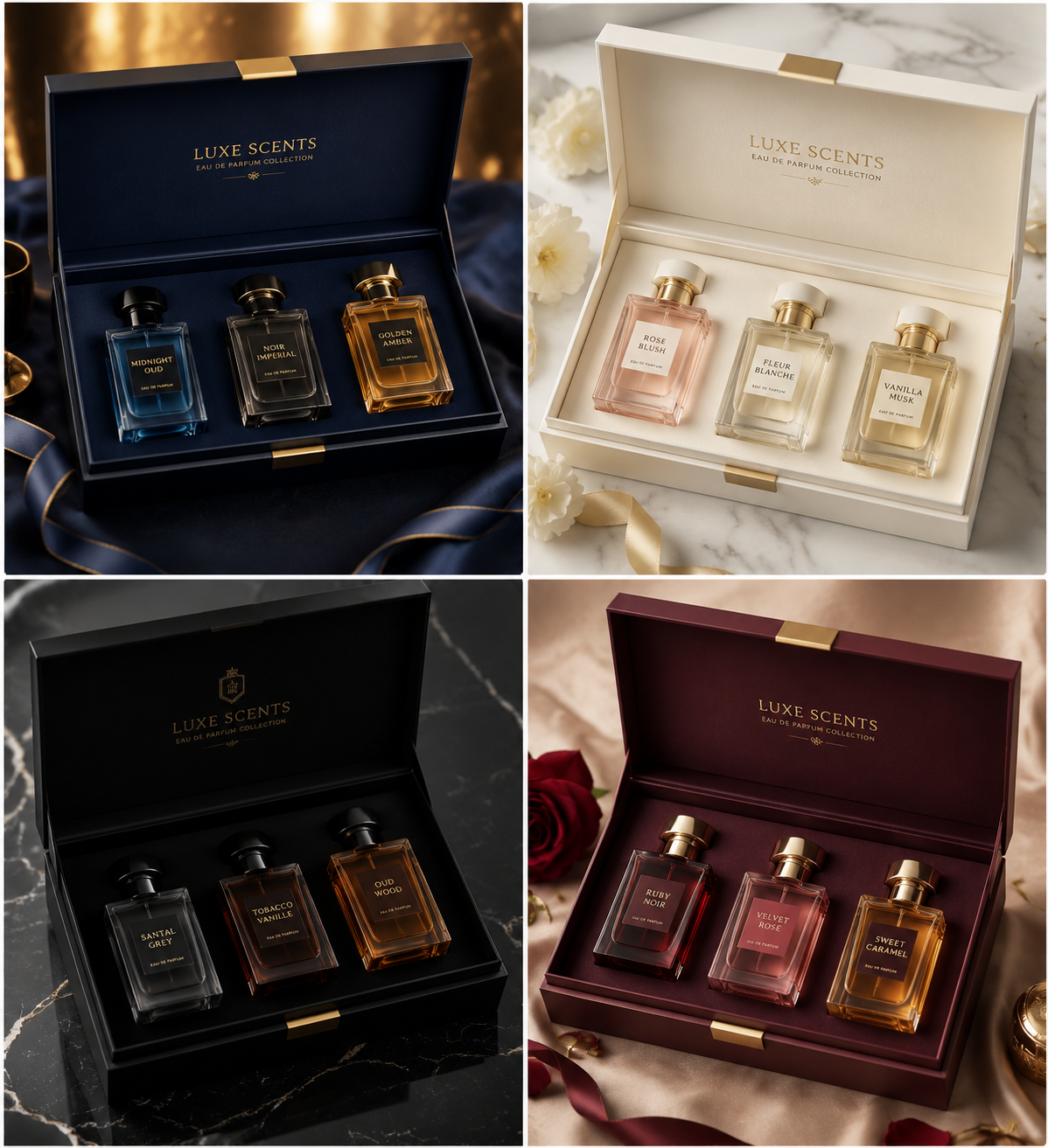 Luxury Magnetic Perfume Paper Packaging Box – Foldable Rigid Cardboard with Elegant Closure