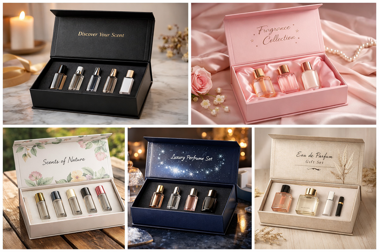 Luxury Custom Perfume Fragrance Bottles Packing Foldable Magnetic Cardboard Closure Flat Rigid Perfume Paper box