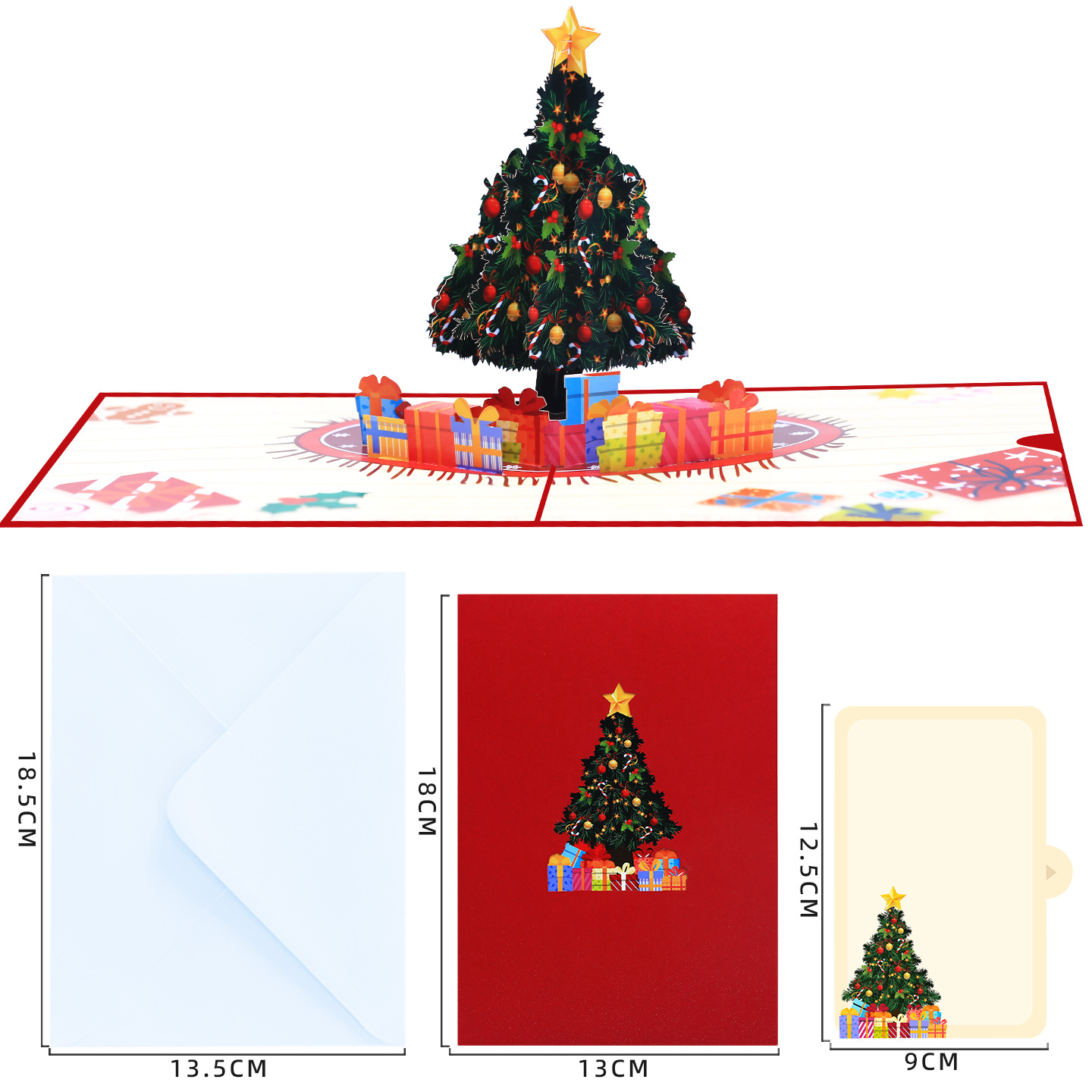 Interactive Magical Snowman Decorated Christmas Tree Santa Claus Holiday Paper Craft Pop Up 3d Paper Christmas Greeting Card