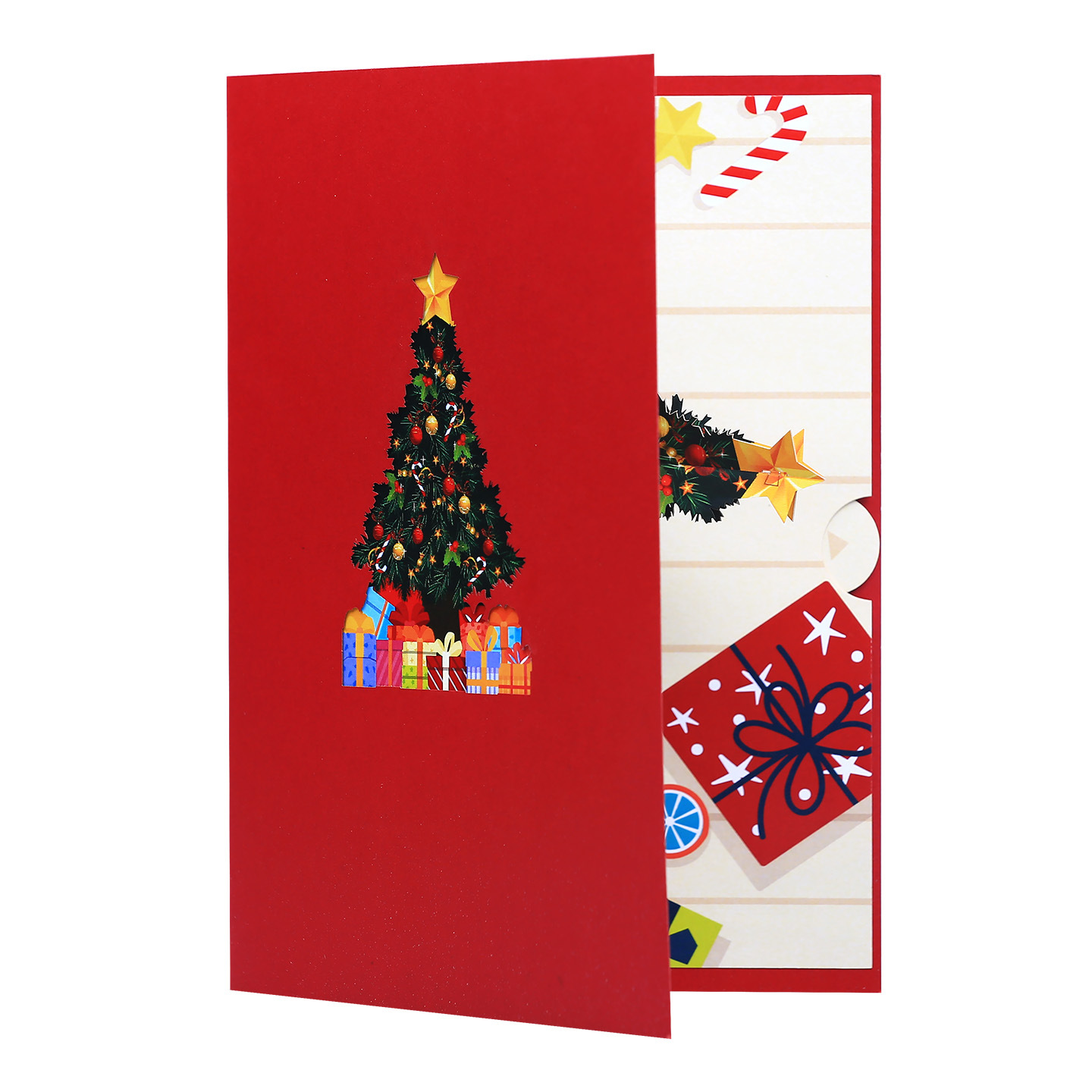 Interactive Magical Snowman Decorated Christmas Tree Santa Claus Holiday Paper Craft Pop Up 3d Paper Christmas Greeting Card
