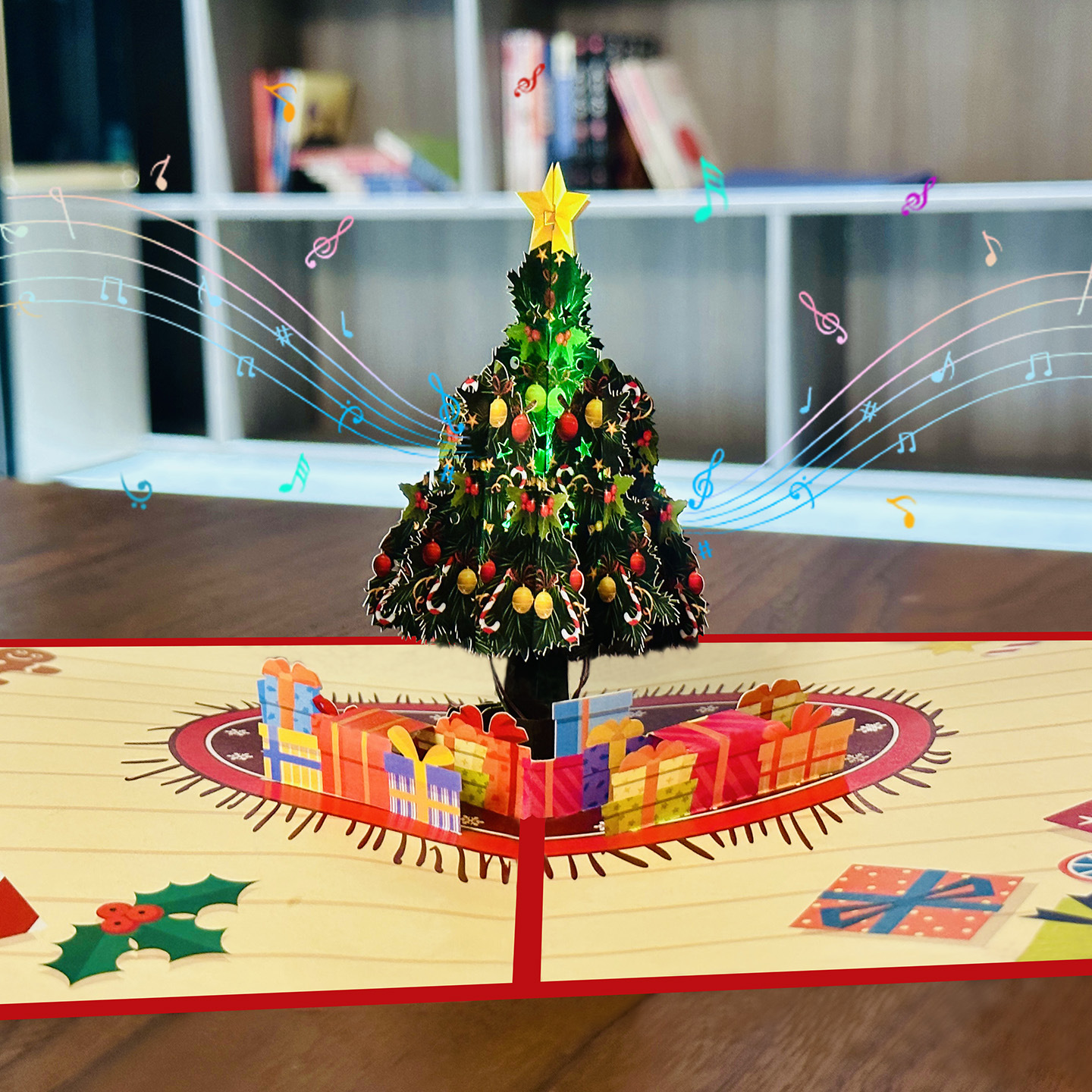 Interactive Magical Snowman Decorated Christmas Tree Santa Claus Holiday Paper Craft Pop Up 3d Paper Christmas Greeting Card