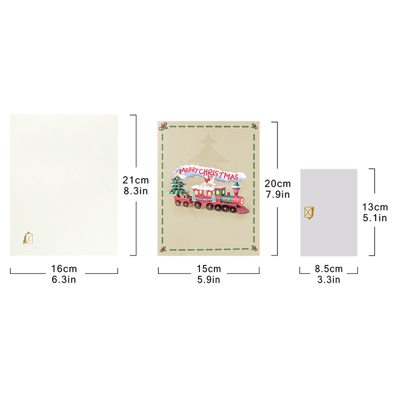 Interactive Magical Snowman  Christmas Train Jesus Santa Claus Religious Pop Up 3d Paper Christmas Greeting Card