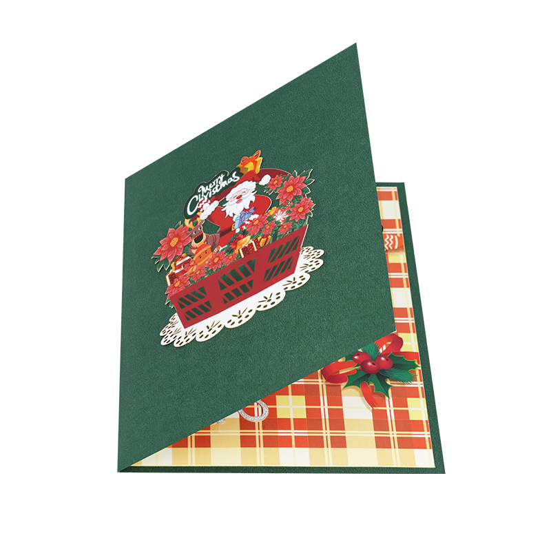 Interactive Magical Snowman Christmas Tree Santa Basket Religious Pop Up 3d Paper Christmas Greeting Card