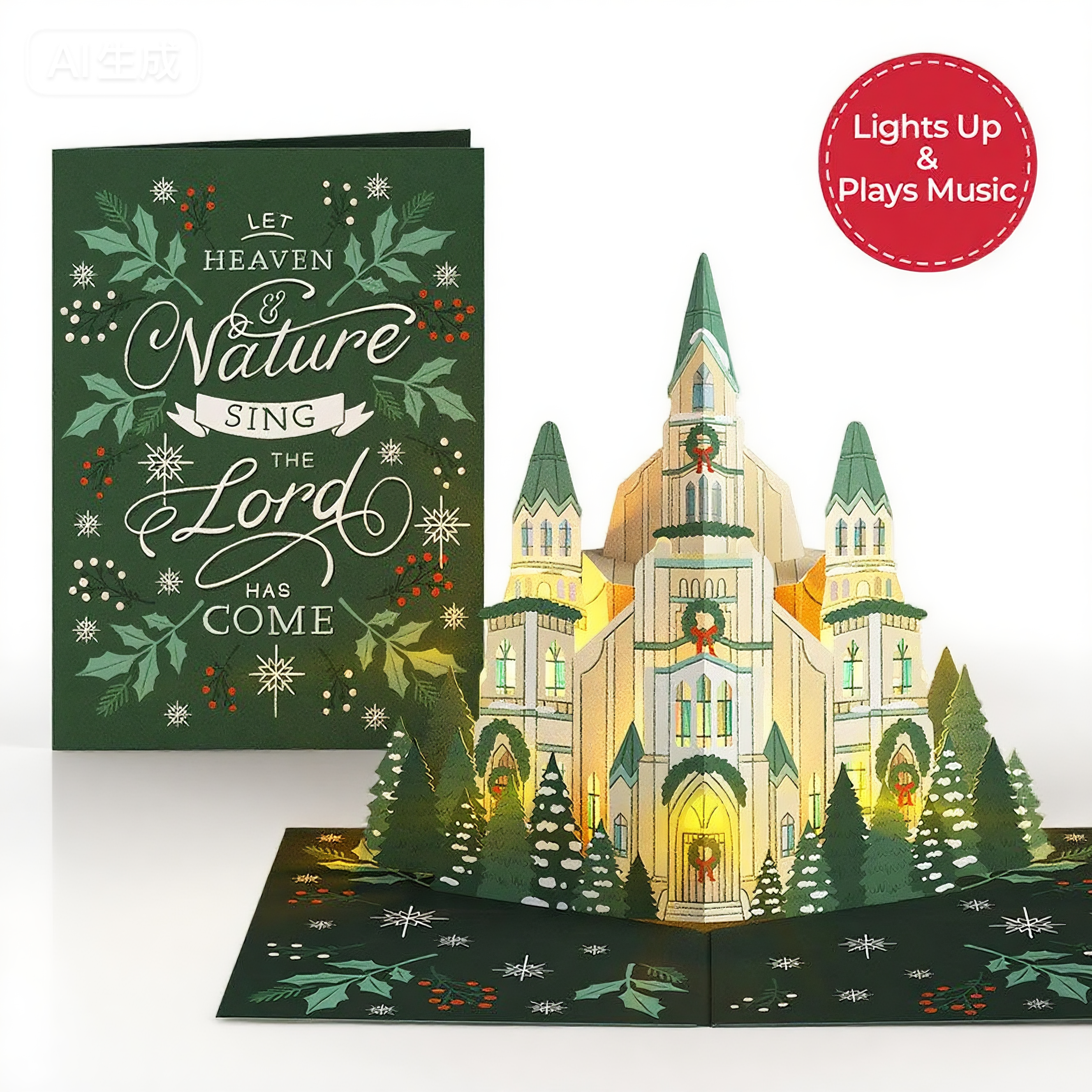 Interactive Magical Sing Snowman Christmas Tree Jesus Santa Claus Religious Pop Up 3d Paper Christmas Greeting Card
