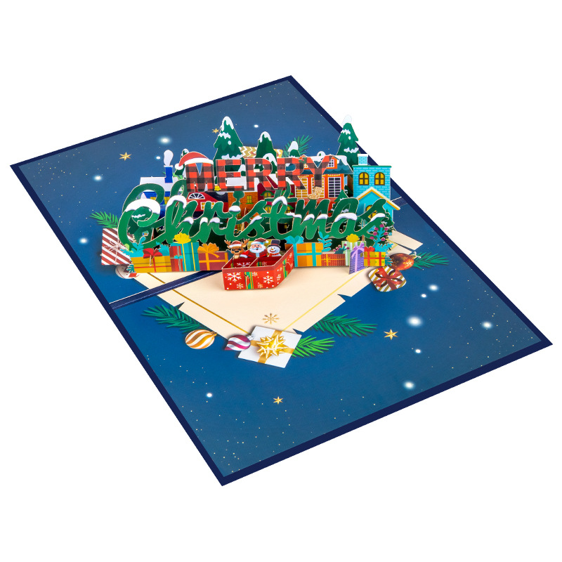 Interactive Magical Snowman Christmas Tree Jesus Santa Gift Scene Claus Religious Pop Up 3d Paper Christmas Greeting Card