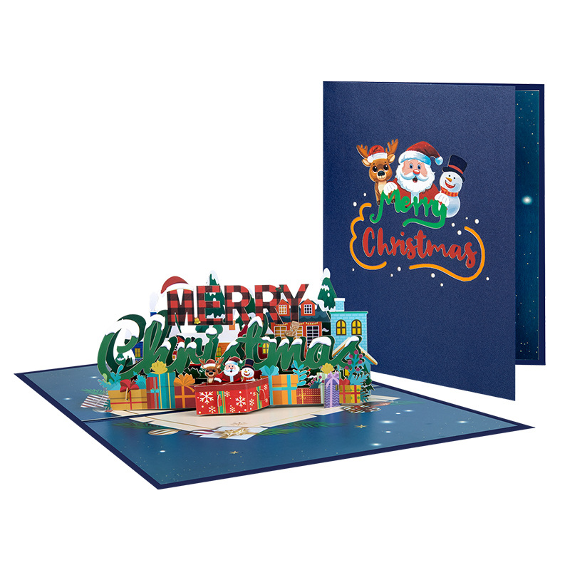 Interactive Magical Snowman Christmas Tree Jesus Santa Gift Scene Claus Religious Pop Up 3d Paper Christmas Greeting Card