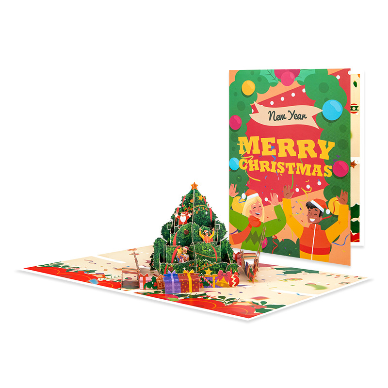 Interactive Magical Gifts & Celebration Scene Snowman Christmas Tree Jesus Santa Claus Religious Pop Up 3d Paper Christmas Greeting Card